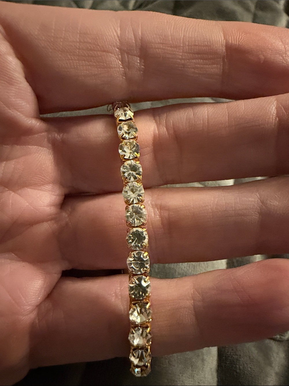 Gold Crystal Tennis Bracelet - Clear Stones
